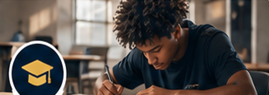 Student-athlete studying